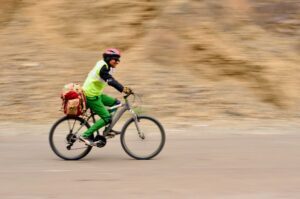 A person riding a bicycle