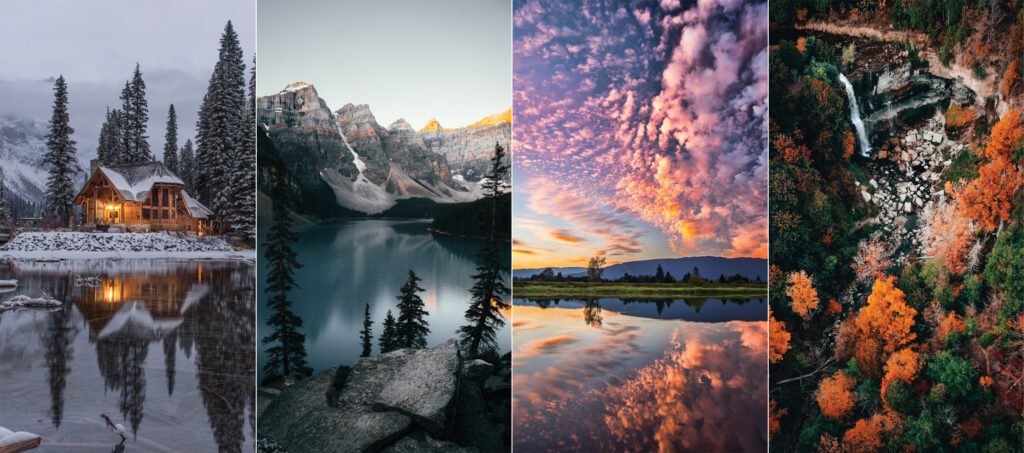 a collage of different seasons in canada