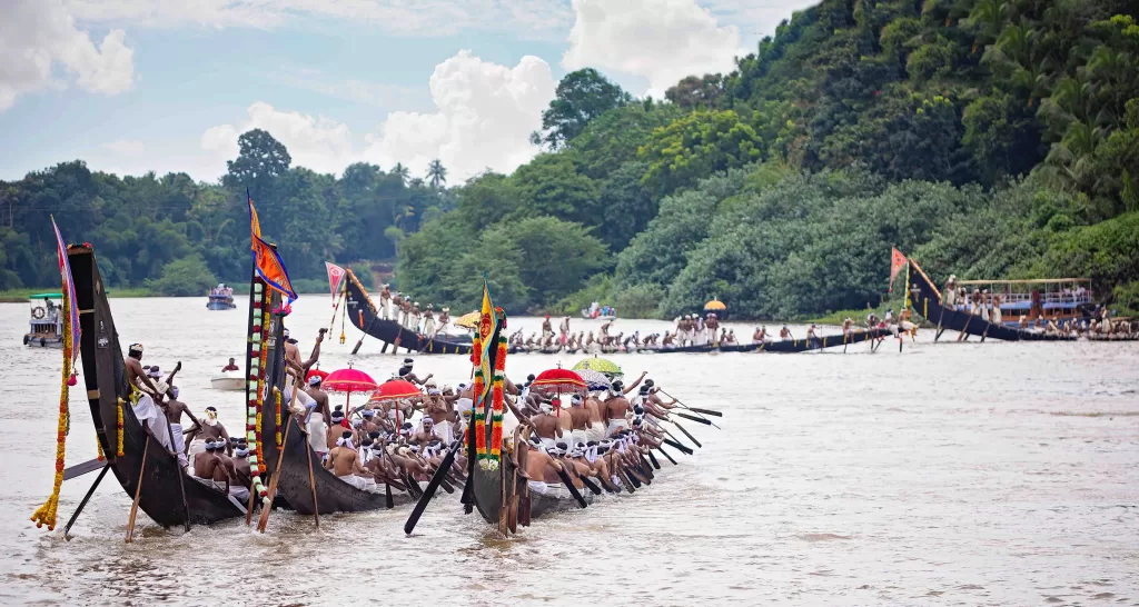 A group of people in a row boat