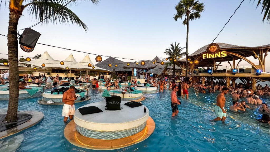 A group of people in a pool