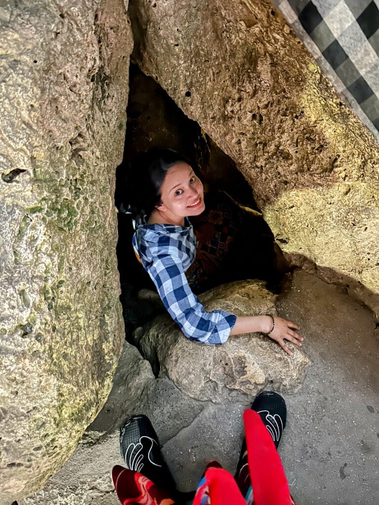 A person in a cave