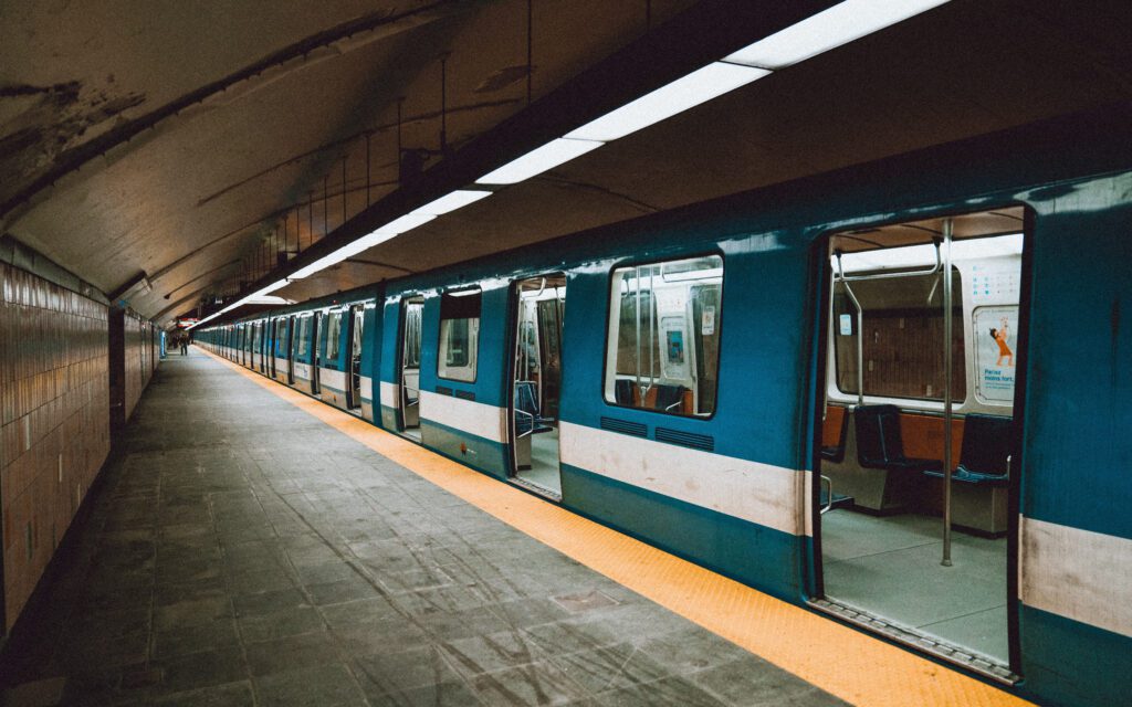 Metro train in a subway