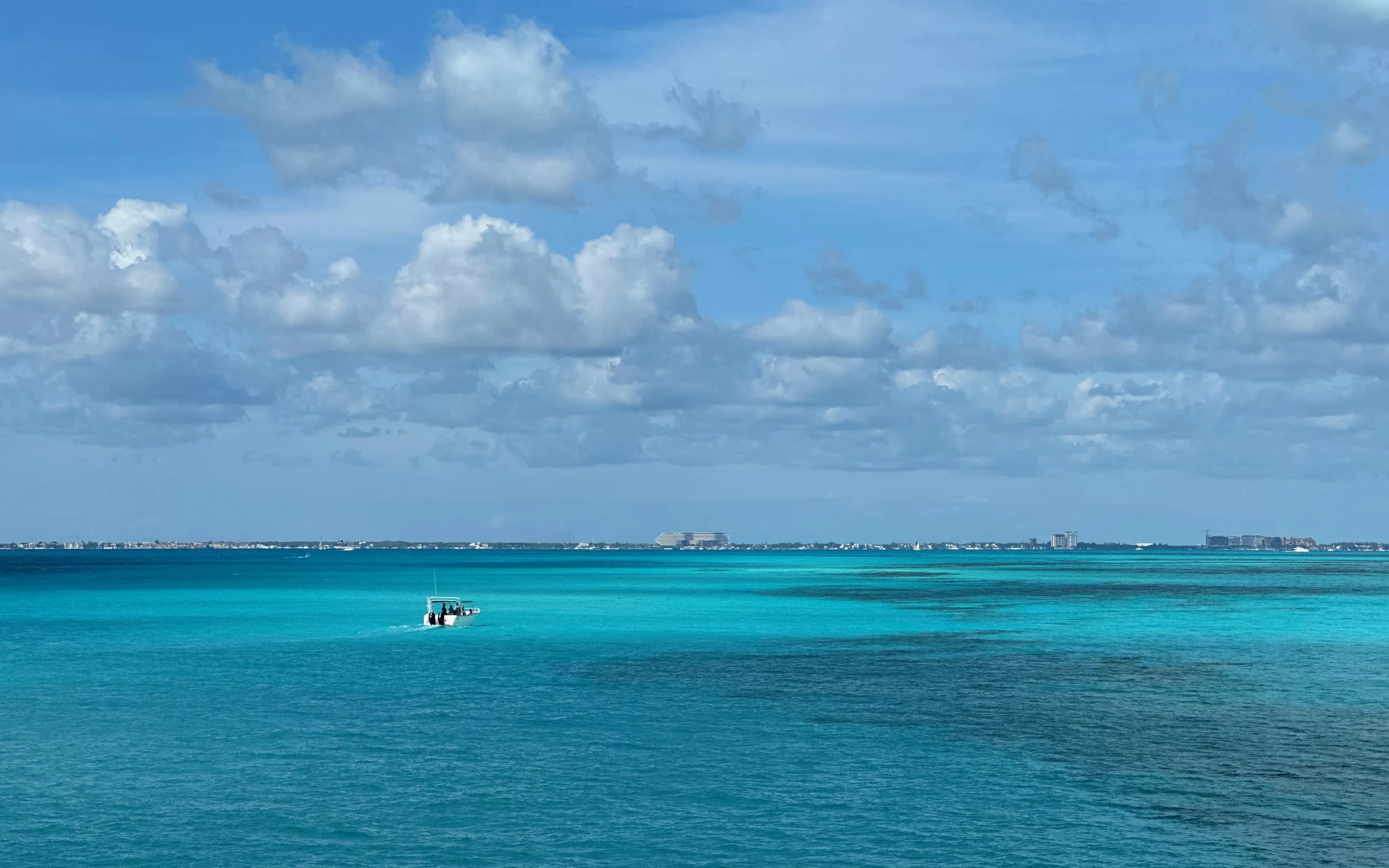 A boat in the water.