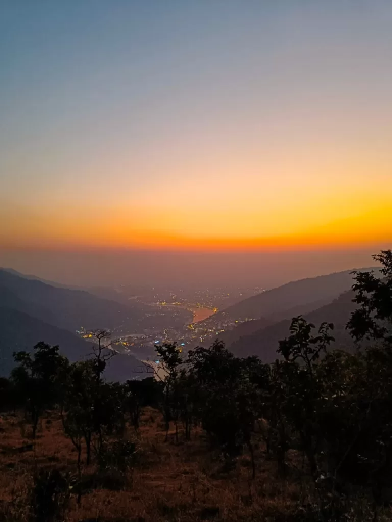 A sunset over a valley