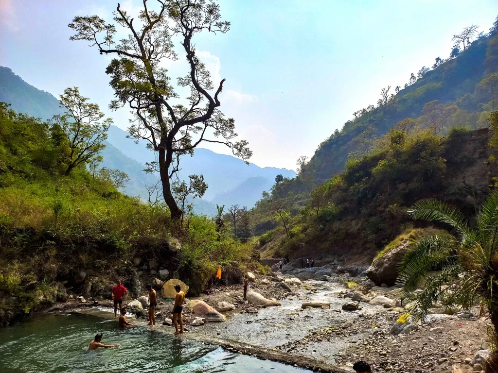 A group of people in a river