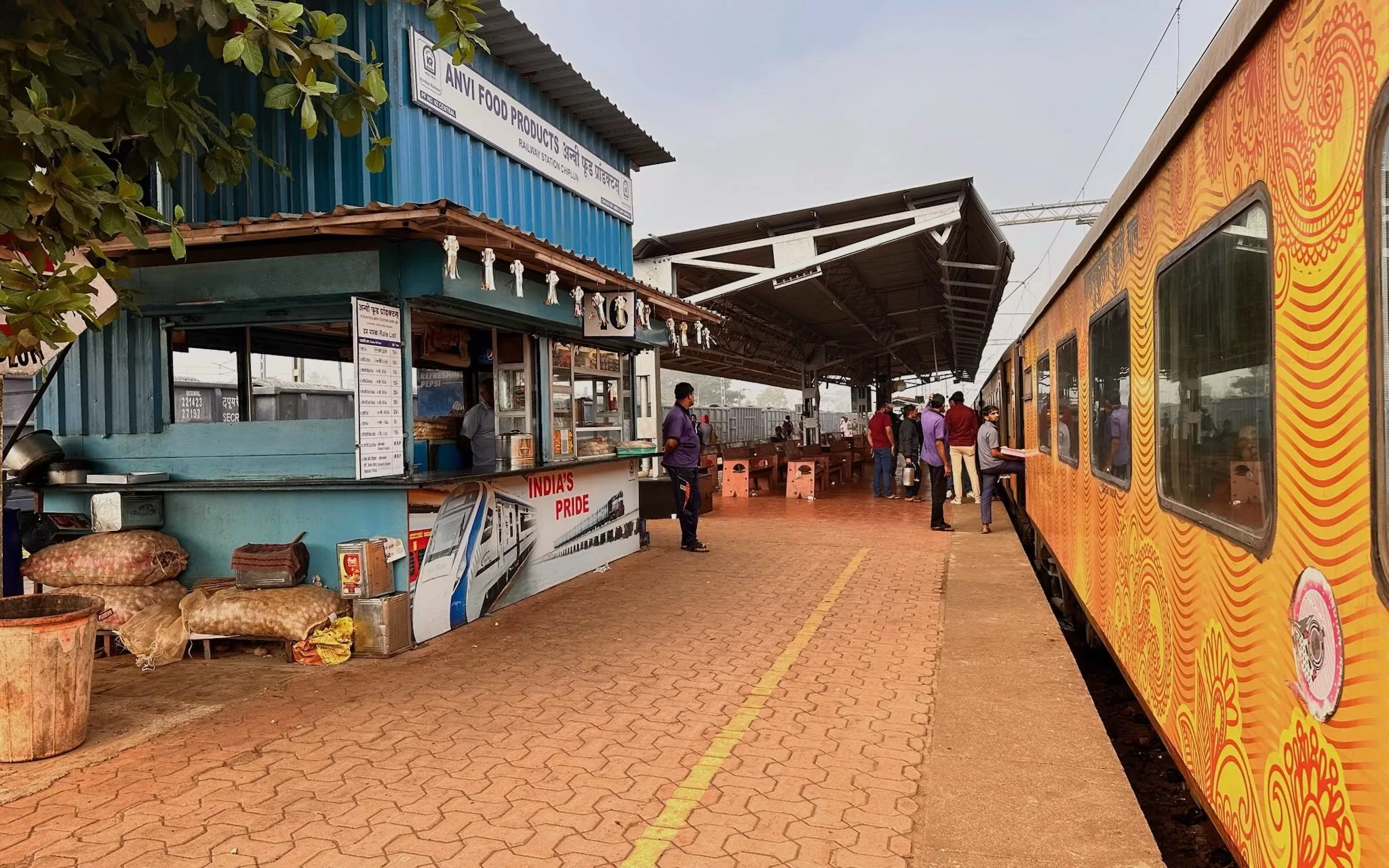 People standing at a train station