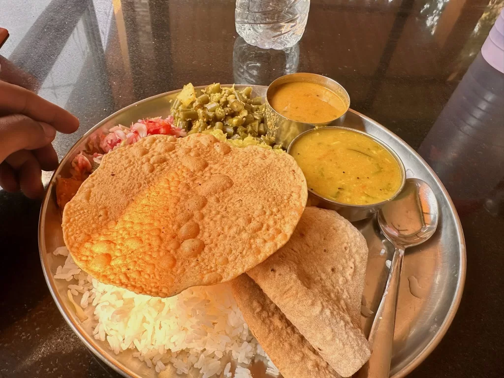 A plate of food on a table