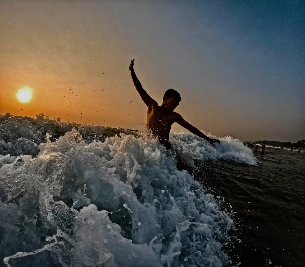 A person riding a wave