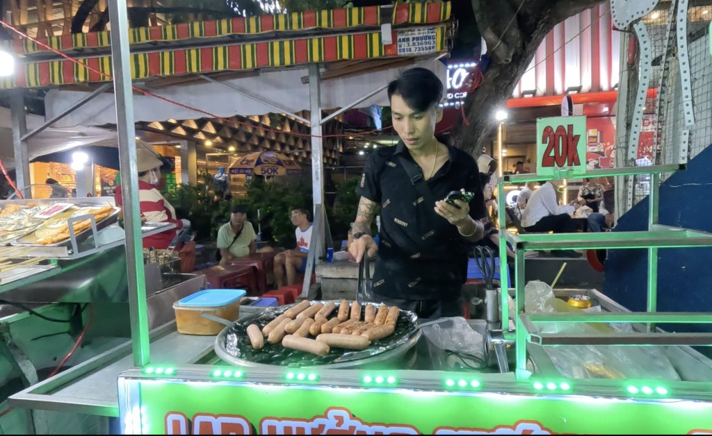 A person cooking food