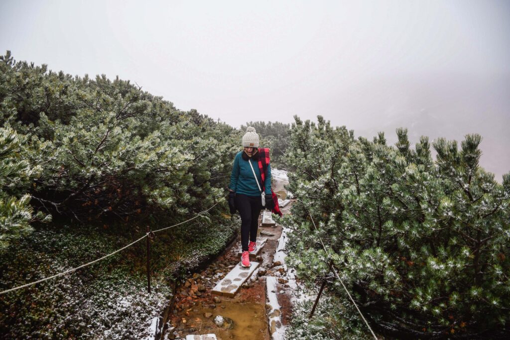 Hiking in snow at Mount Asahidake in Japan