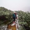 Hiking in snow at Mount Asahidake in Japan