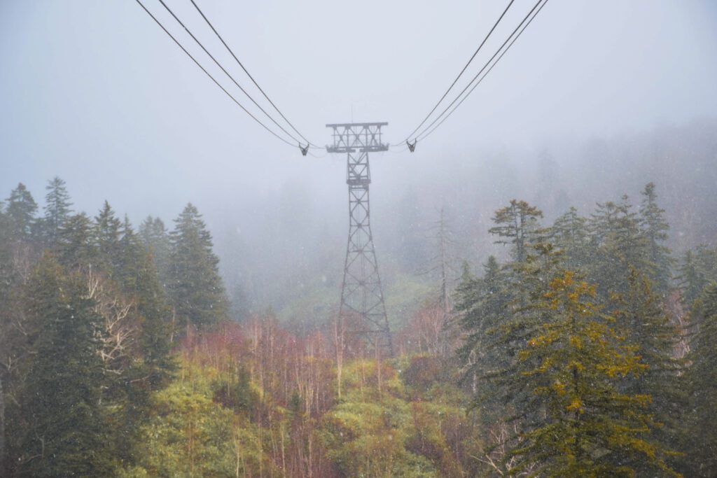 Ropeway to reach the information center, starting point of Asahidake trek