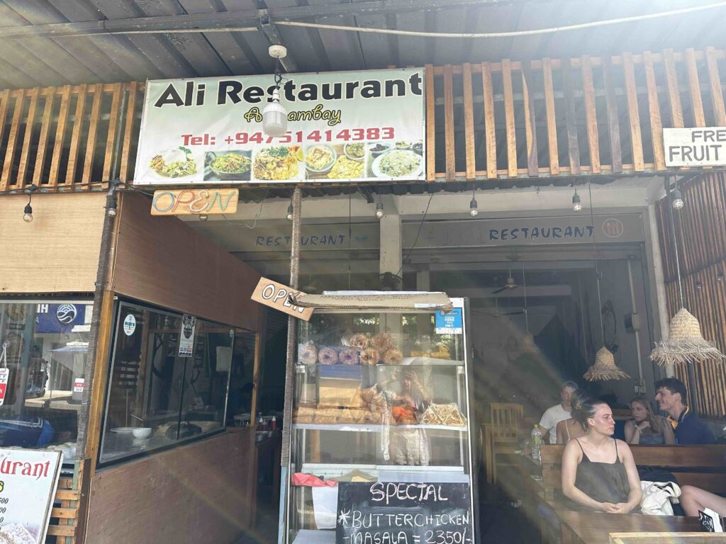 Ali restaurant in Arugam Bay. Cheap and delicious local food