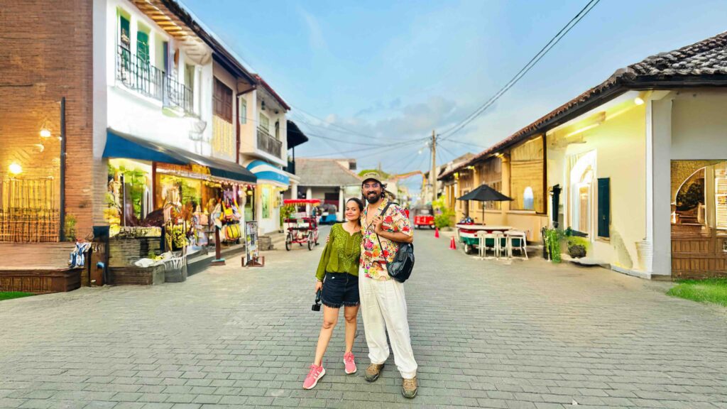 A man and a woman posing at Galle Fort, Sri Lanka